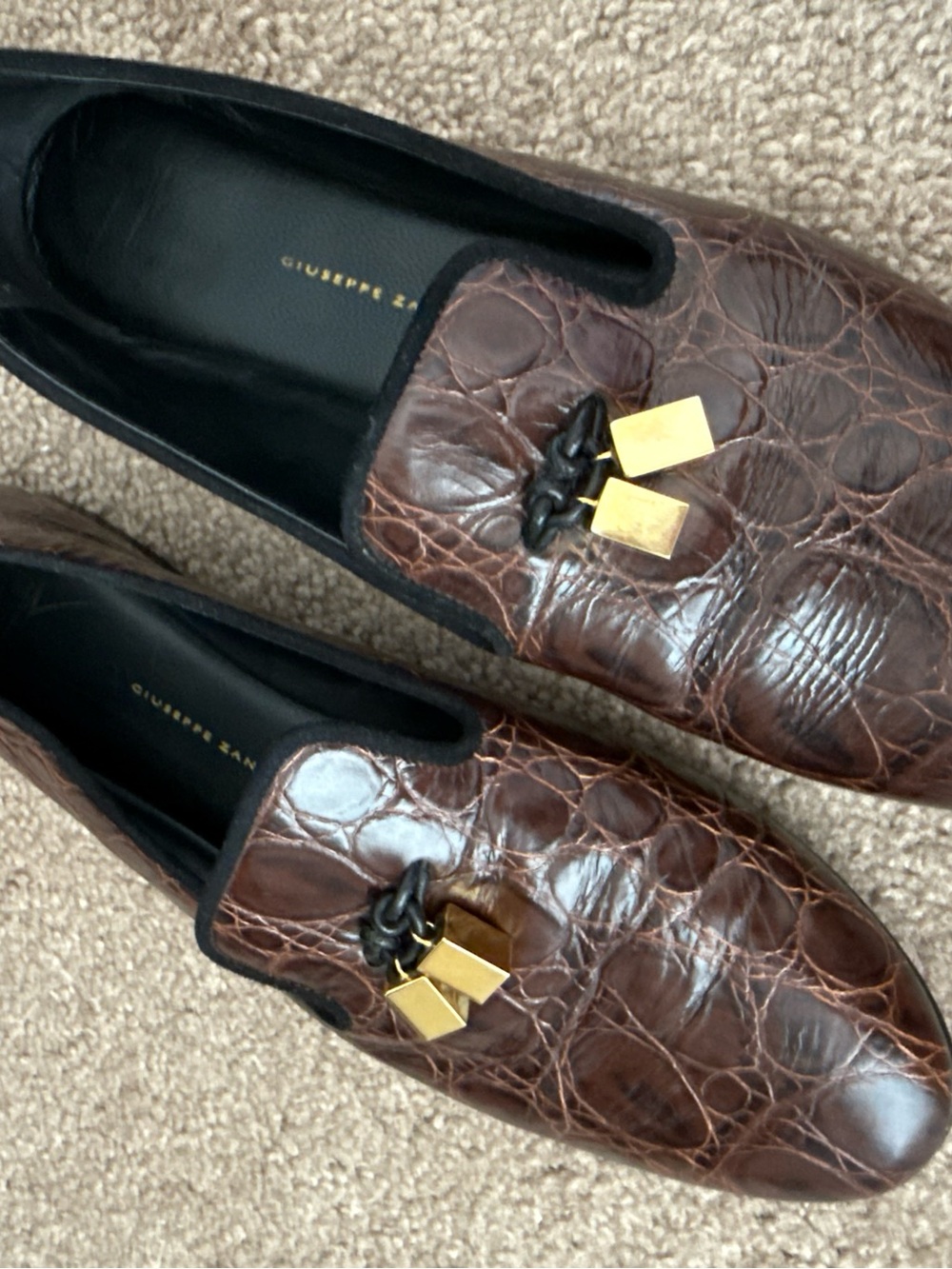 GIUSEPPE ZANOTTI Croc-Embossed Leather Tassel Loafers - Picture 3 of 11